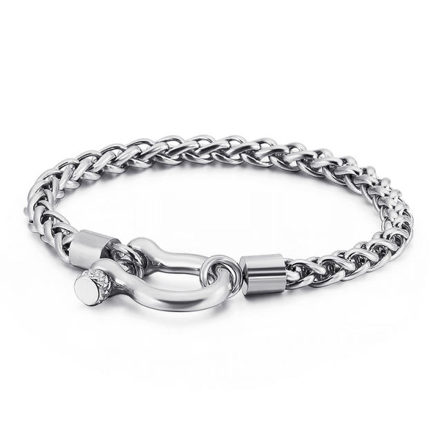 Chunky Horseshoe buckle stainless steel chain bracelet