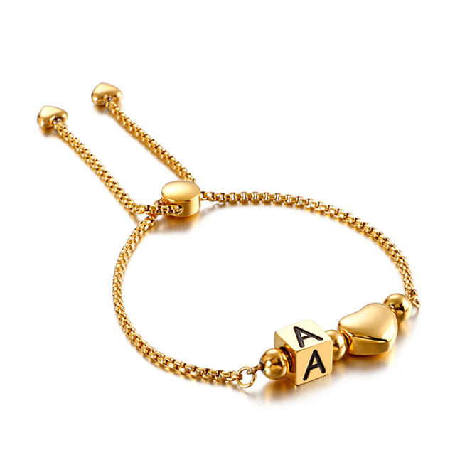 Korean fashion classic heart initial letter stainless steel bracelet