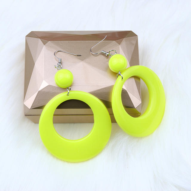 6 color geometric circle resin colorful earrings