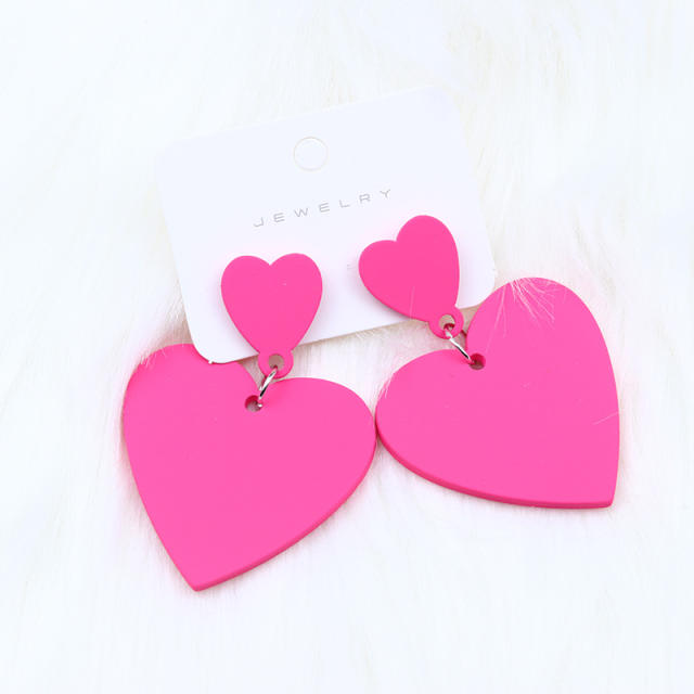 15 color acrylic heart earrings