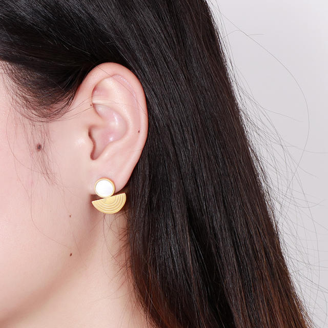 Geometric semicircle stainless steel earrings