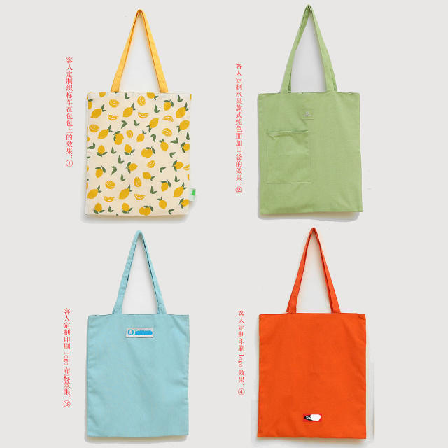 Two side cute pattern canvas tote bag shopping bag