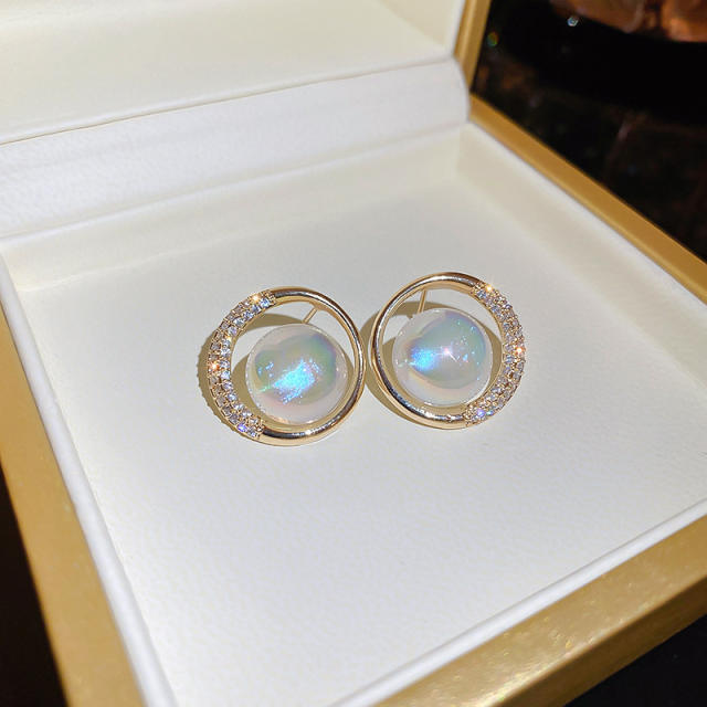Korean fashion elegant flower diamond earrins