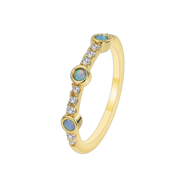 Blue opal stone statement real gold plated rings