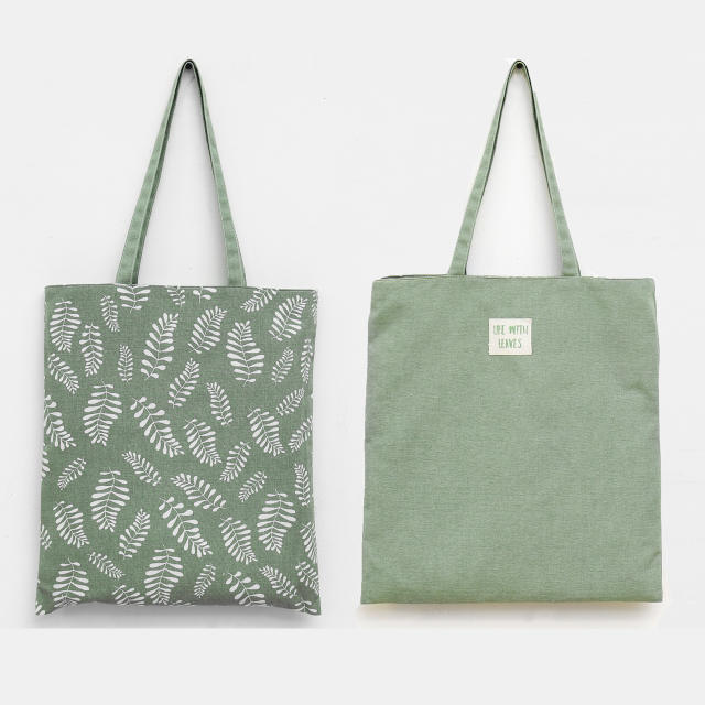 Two side cute pattern canvas tote bag shopping bag