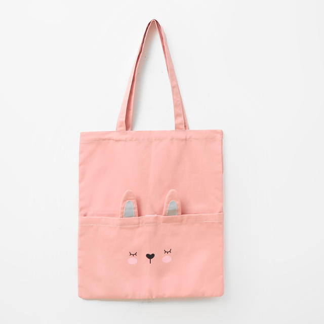 Two side cute pattern canvas tote bag shopping bag