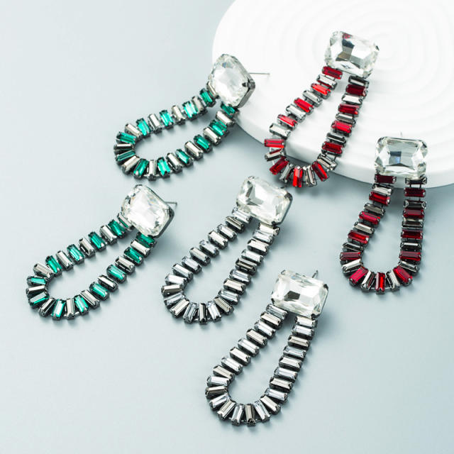 Vintage glass crystal colorful earrings