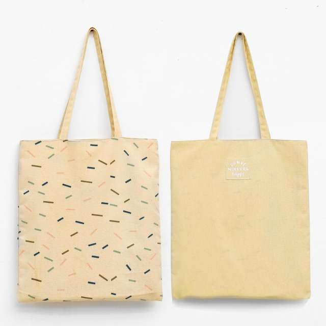 Two side cute pattern canvas tote bag shopping bag