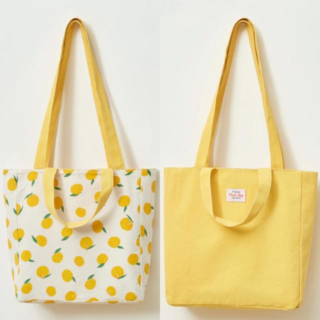 Two side cute pattern canvas tote bag shopping bag