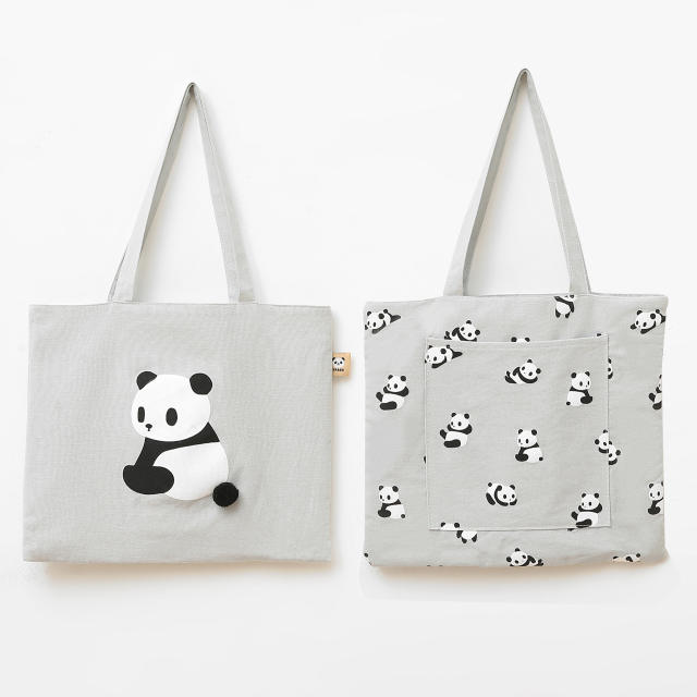 Two side cute pattern canvas tote bag shopping bag