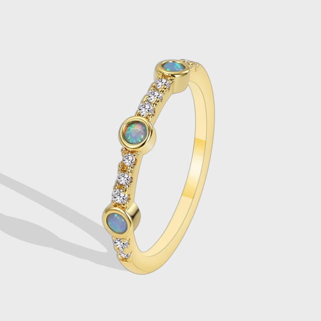 Blue opal stone statement real gold plated rings