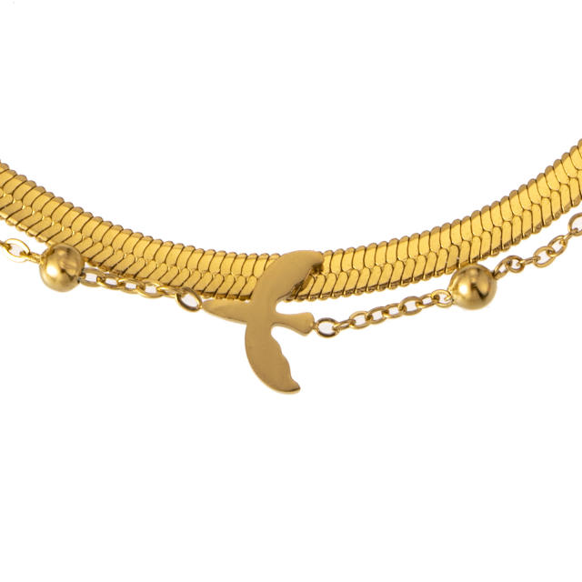 18K cute bird snake chain stainless steel bracelet