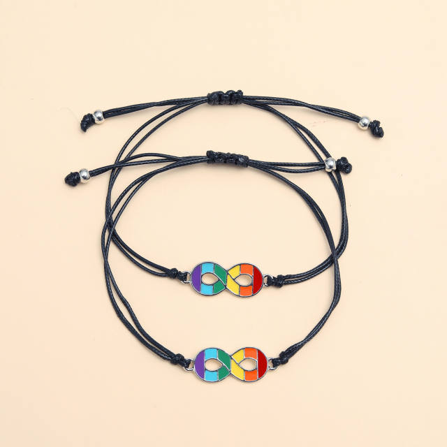 Color enamel circle to circle card bracelet
