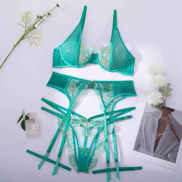 Sexy lake blue color women lingerie set