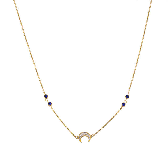 INS dainty diamond moon stainless steel necklace choker
