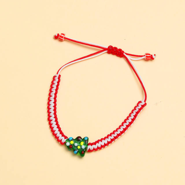 Christmas tree braid bracelet
