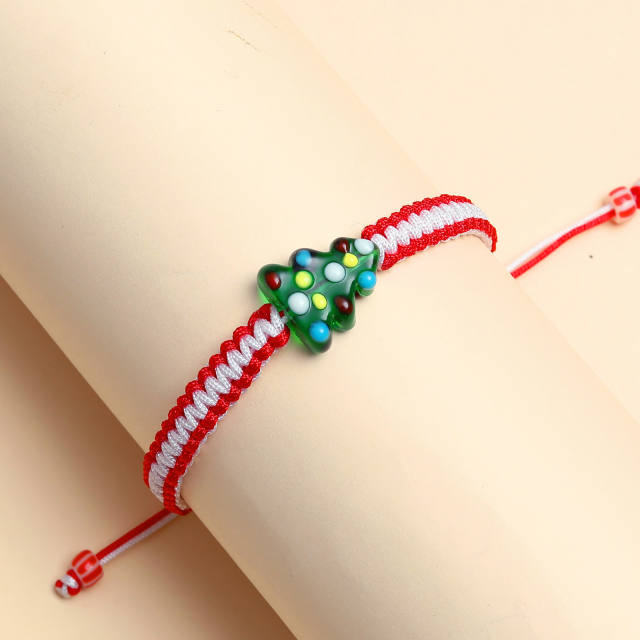 Christmas tree braid bracelet