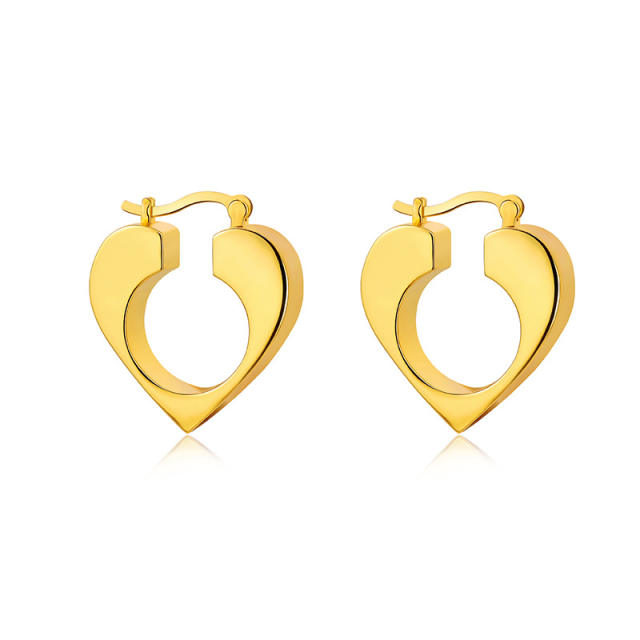 Occident fashion heart shape metal feeling huggie earrings