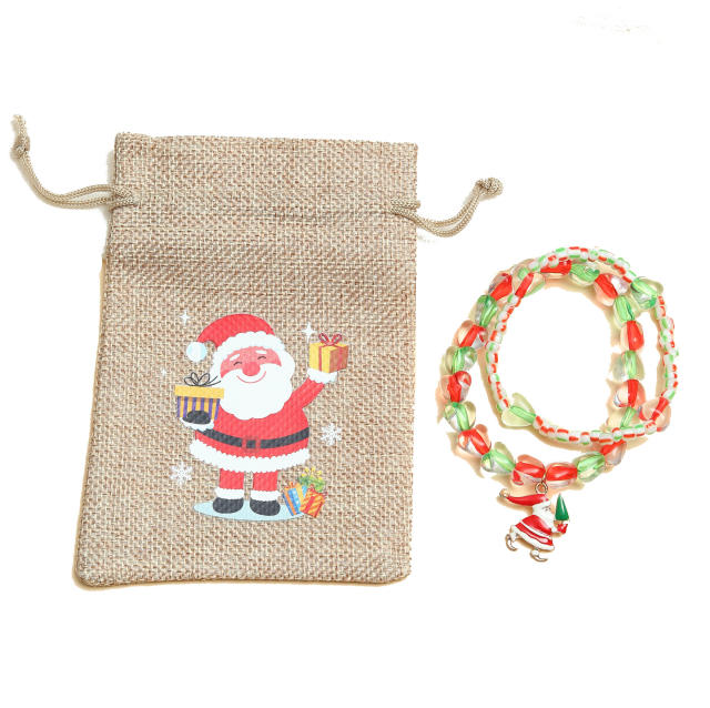 Cute color beads elastic christmas bead bracelet