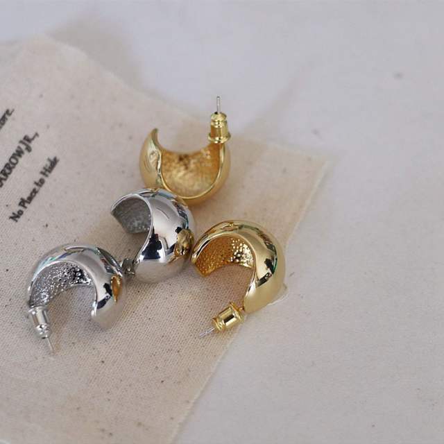 Vintage gold silver color chunky earrings