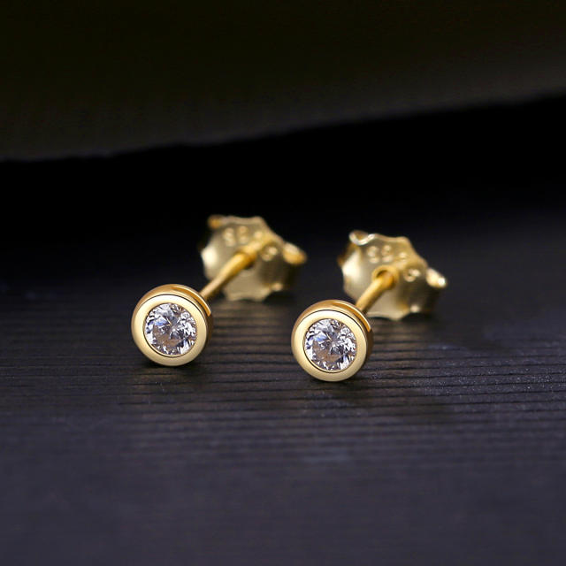 Korean fashion 925 sterling silver diamond studs earrings