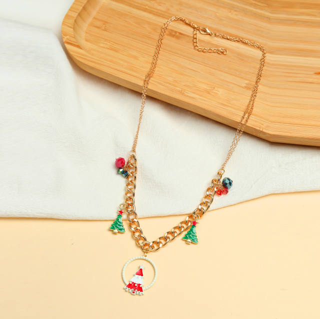 Color christmas tree charm necklace
