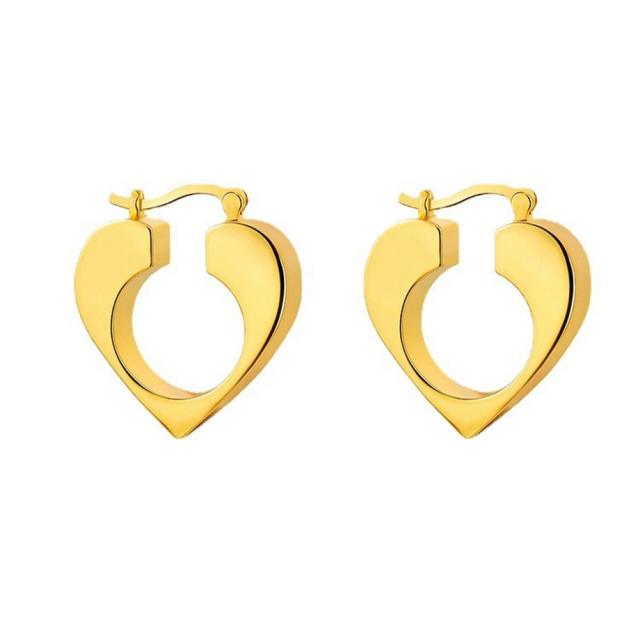 Occident fashion heart shape metal feeling huggie earrings