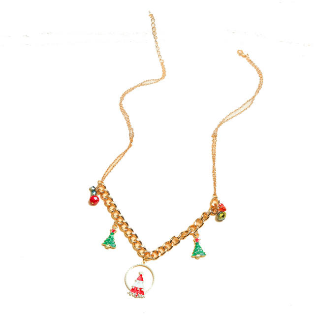 Color christmas tree charm necklace