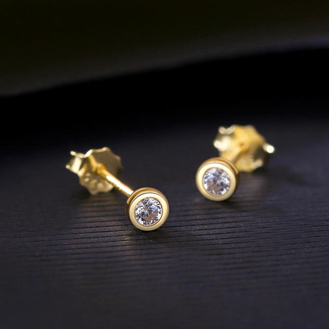 Korean fashion 925 sterling silver diamond studs earrings