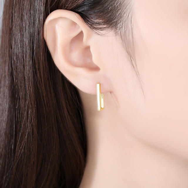 925 sterling silver square shape hoop earrings
