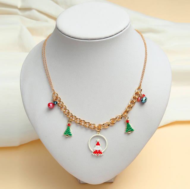 Color christmas tree charm necklace