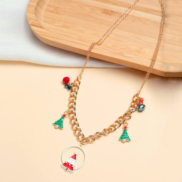 Color christmas tree charm necklace