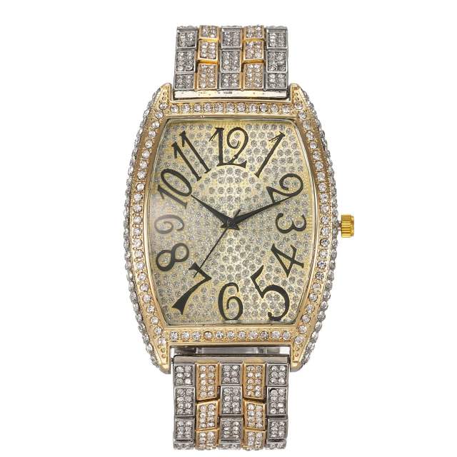 Luxury full diamond steel watchband couple watches