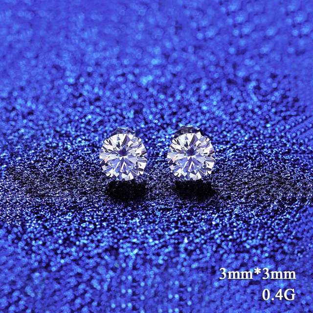 925 sterling silver diamond studs earrings