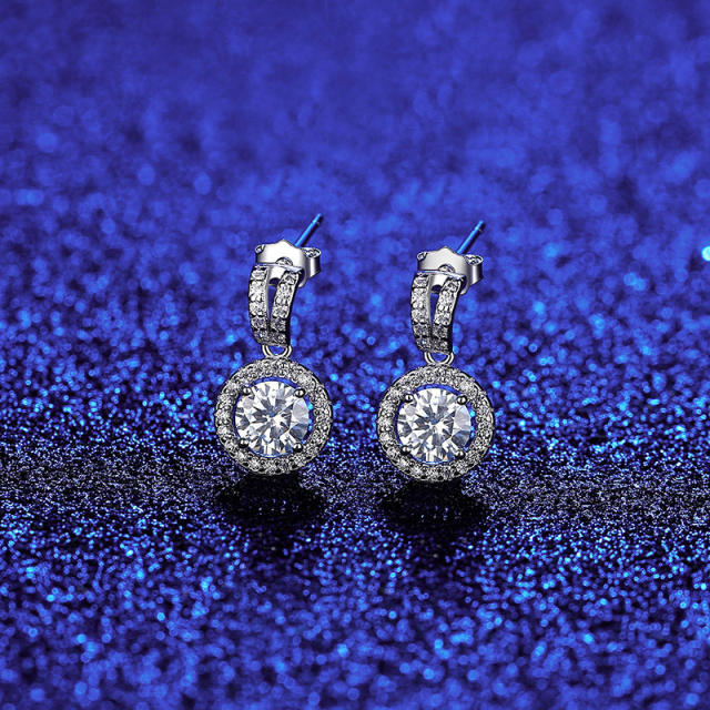 5mm Moissanite sterling silver diamond earrings