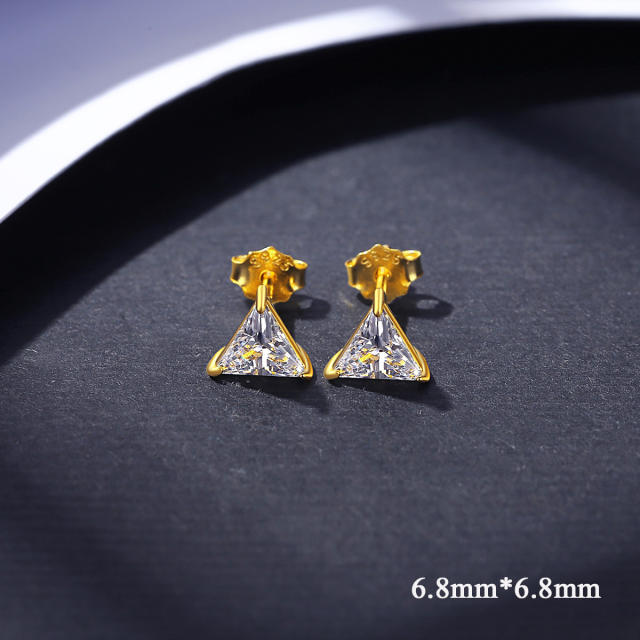 Mini triangle crystal sterling silver studs earrings