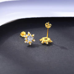 Korean fashion blue color diamond snowflake sterling silver earrings