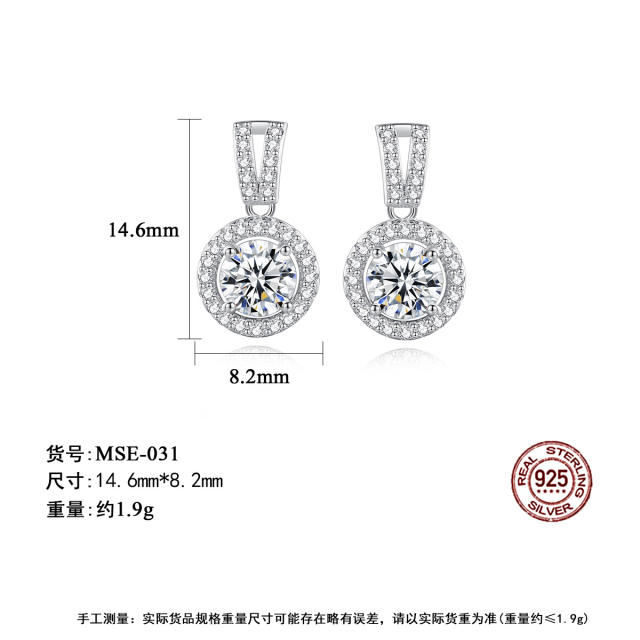 5mm Moissanite sterling silver diamond earrings
