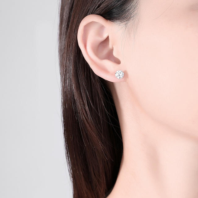 925 sterling silver diamond studs earrings