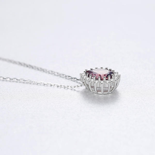 925 sterling silver pear cut crystal necklace