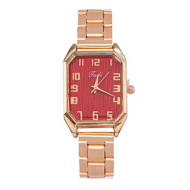 Simple classic square shape steel watchband women watch