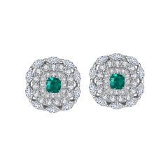 Top quality diamond square sterling silver studs earrings