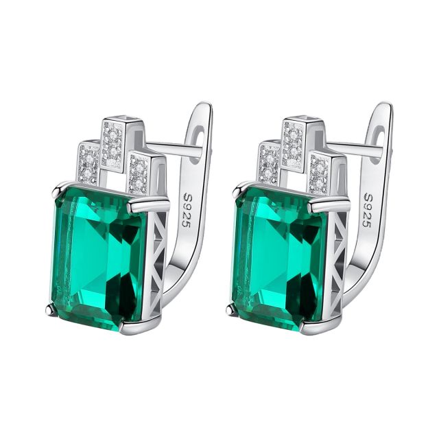 Luxury emerald sapphire statement sterling silver huggie earrings