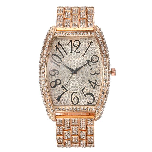 Luxury full diamond steel watchband couple watches