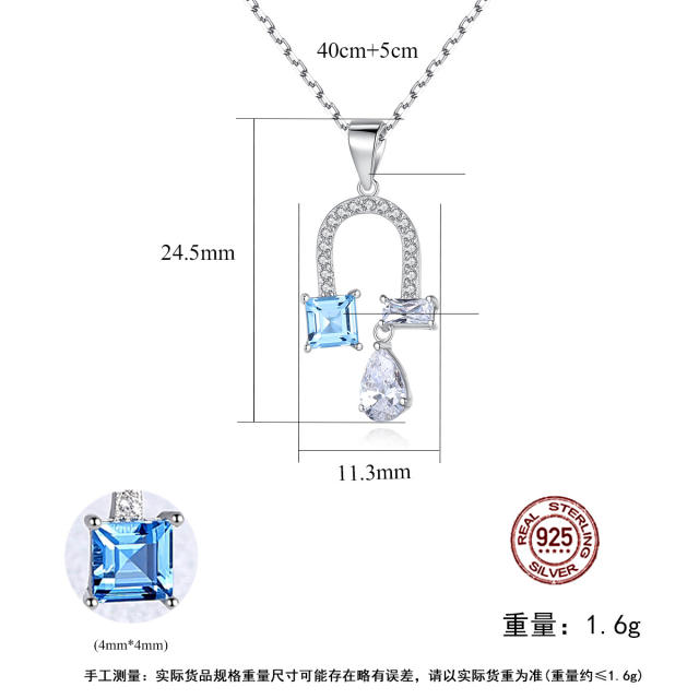 925 sterling silver topaz statement pendant necklace