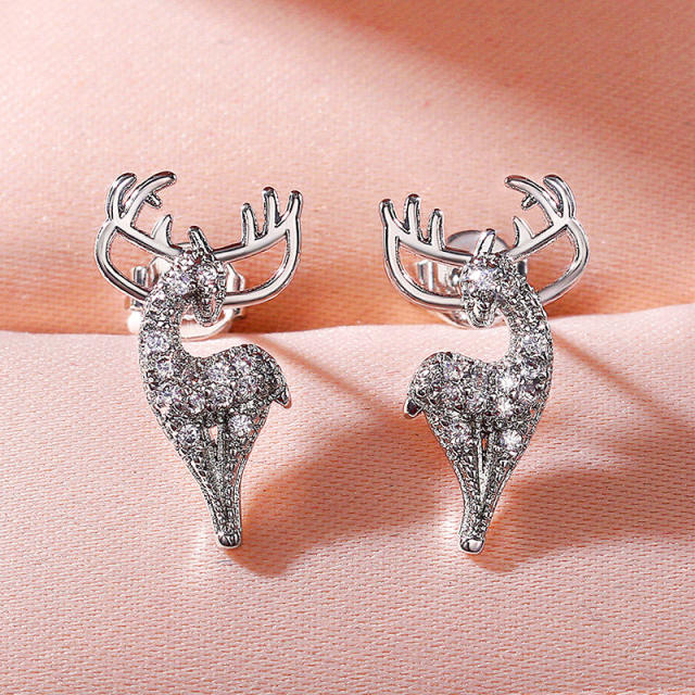 Korean fashion diamond deer studs earrings