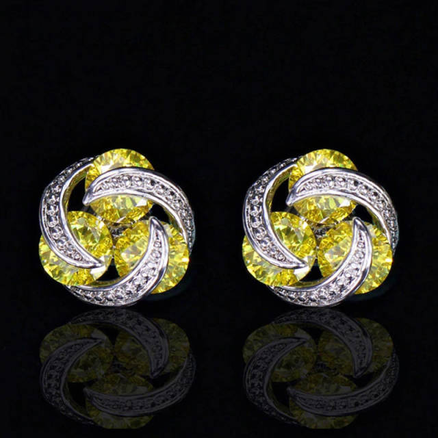 Fashionable colorful crystal beads round studs earrings