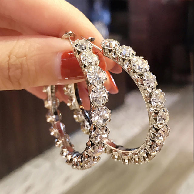 Personality diamond hoop earrings