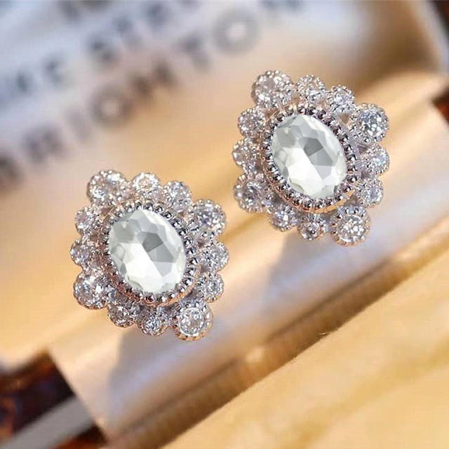 Vintage sapphire statement diamond shape studs earrings