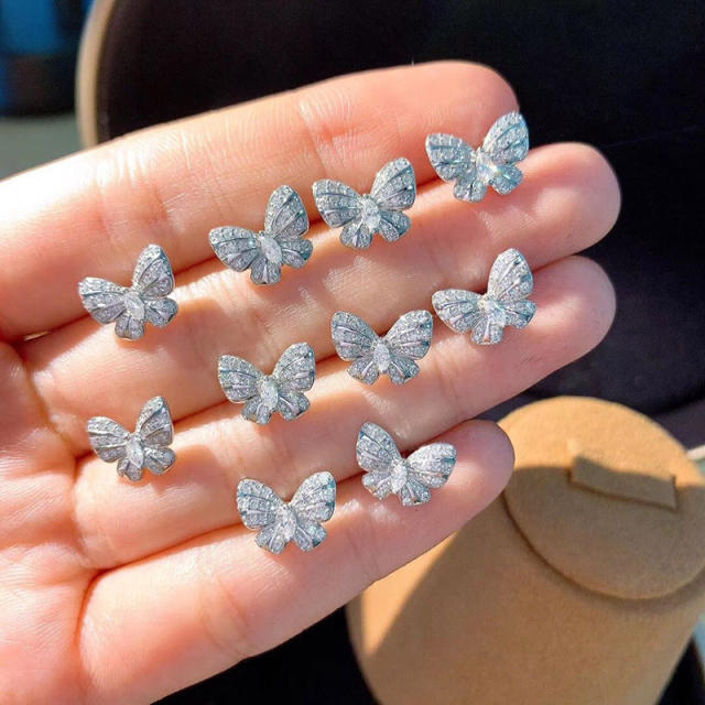 Hot sale diamond butterfly studs earrings